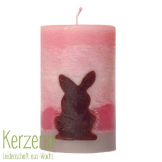 Stumpenkerze Hase Rosa Grau